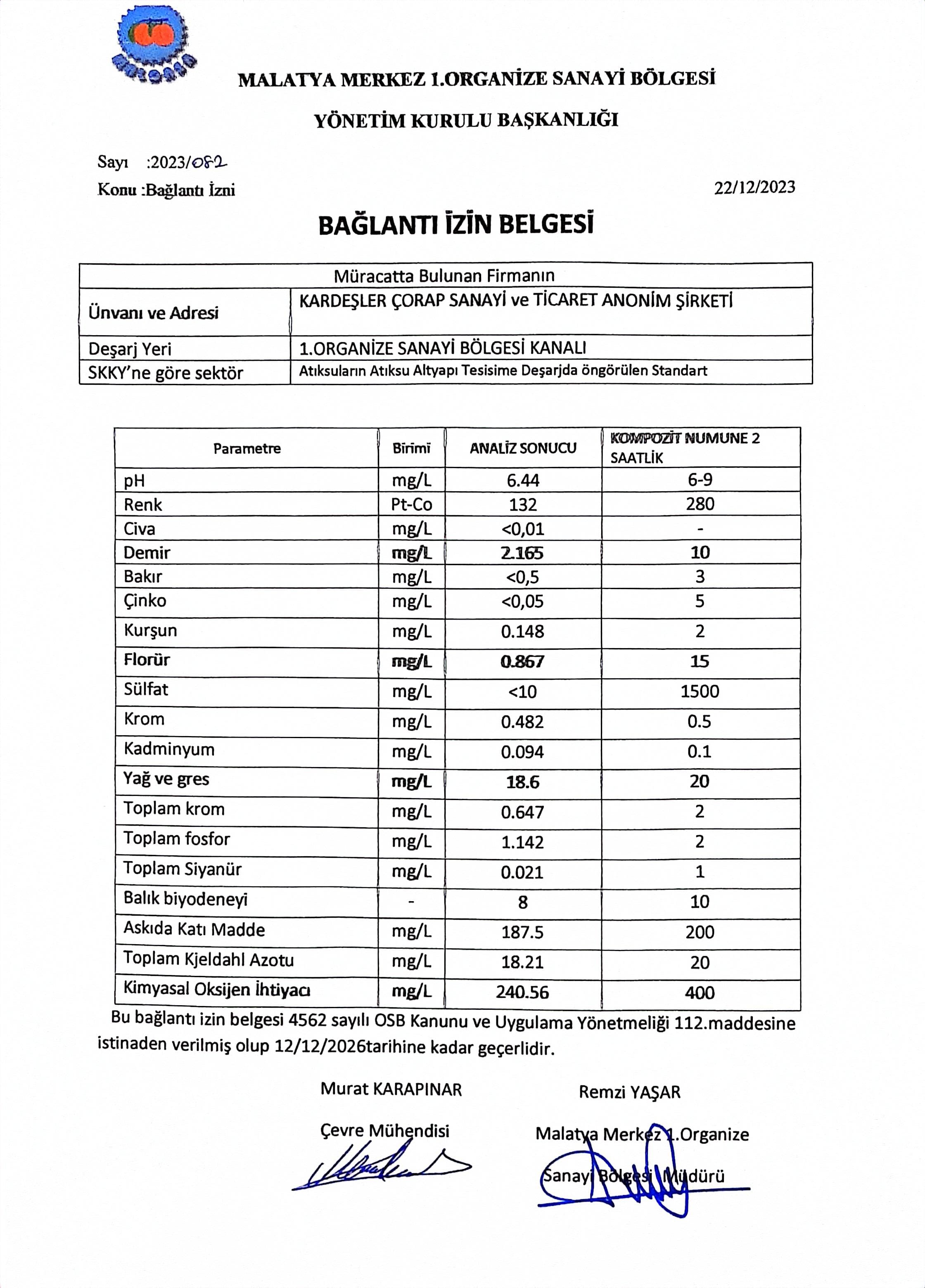 MASKİ Kanalizasyon Deşarj & Atıksu İzin Belgesi